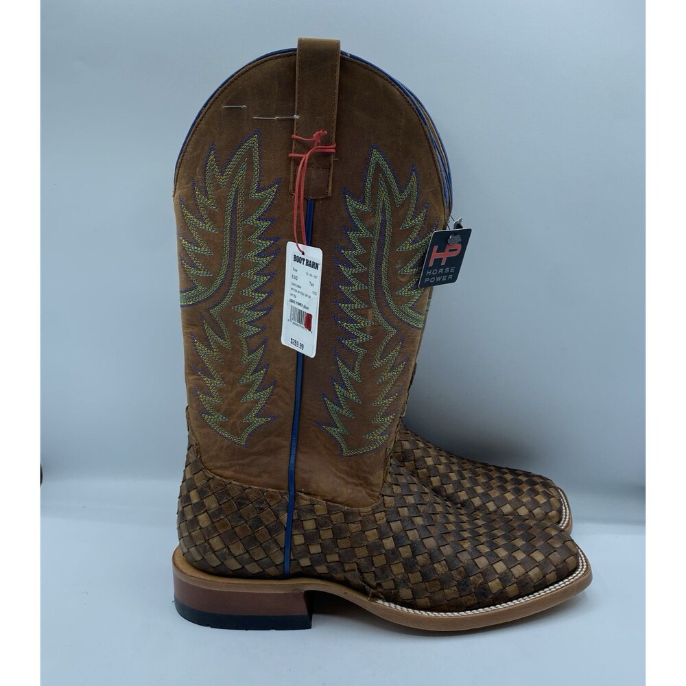 Horse Power Boots Mens 8 D Brown Unbeweavable Broad Square Toe Western Cowboy